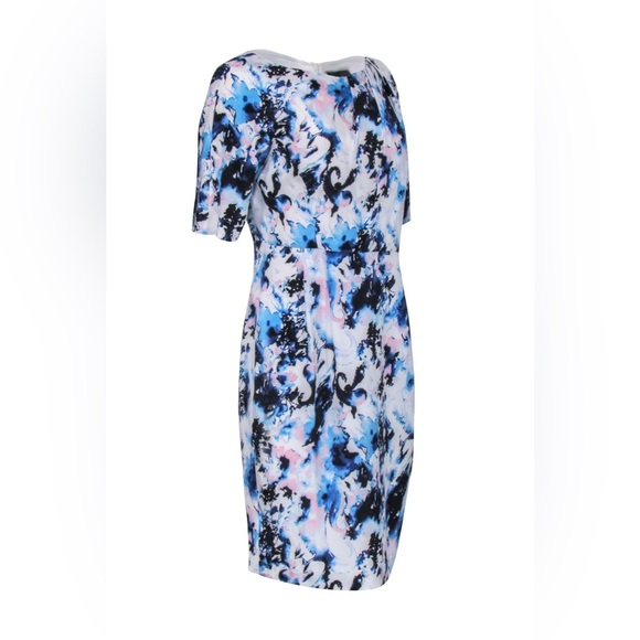 ST. JOHN Blue Printed Silk Dress - Picture 4 of 10